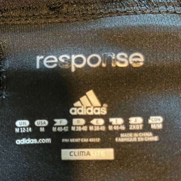 ADIDAS 3/4 Cropped Leggings - black w adidas white signature stripes Med Y2K - Picture 6 of 7